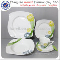 China Tableware Elegant Modern Lines Patterns S Square Shaped Dinnerware Dinner Set / Germany Fine Porcelain Dinnerware Set